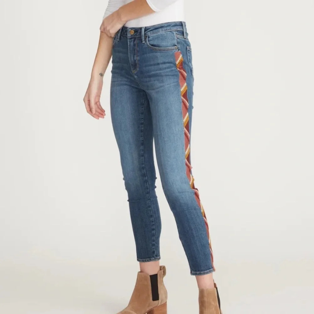 Driftwood Jackie High Rise Skinny Rosie Santina Aztec Embroidered Jeans